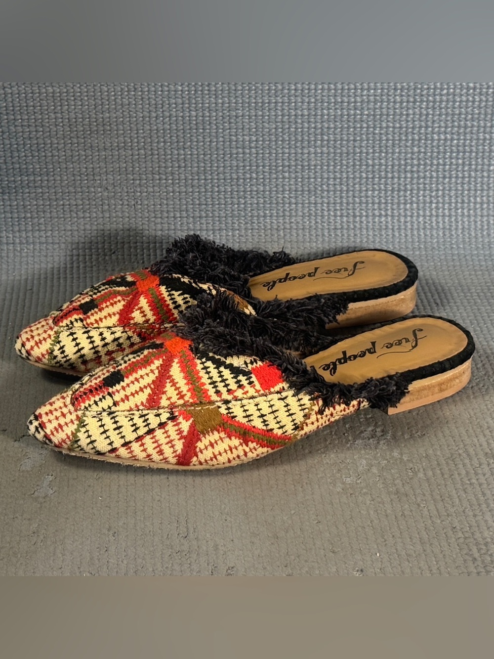 Free People Patterned New Port Fringe Flat Mules Women’s Size 6.5 US EU 37